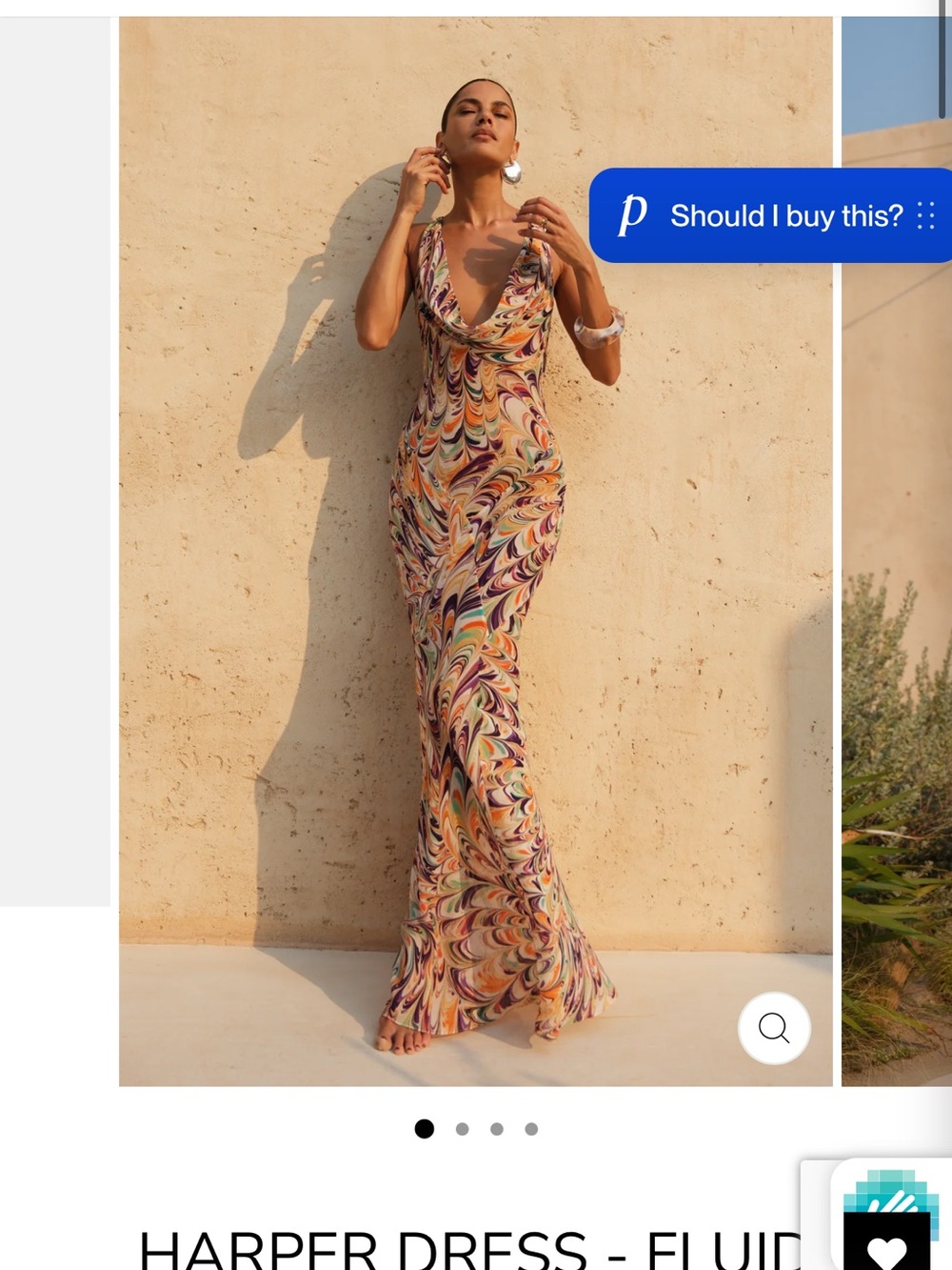 Alexandra MIRO Harper Swirl-Print Cowl Neck Maxi Dress - Orange, Purple, Cream